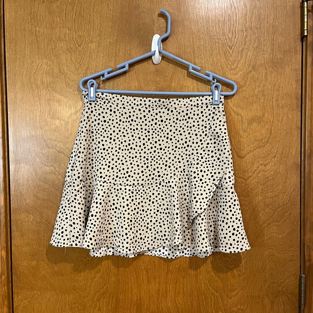MI AMI neutral animal print ruffle accent skirt - Picture 1 of 4